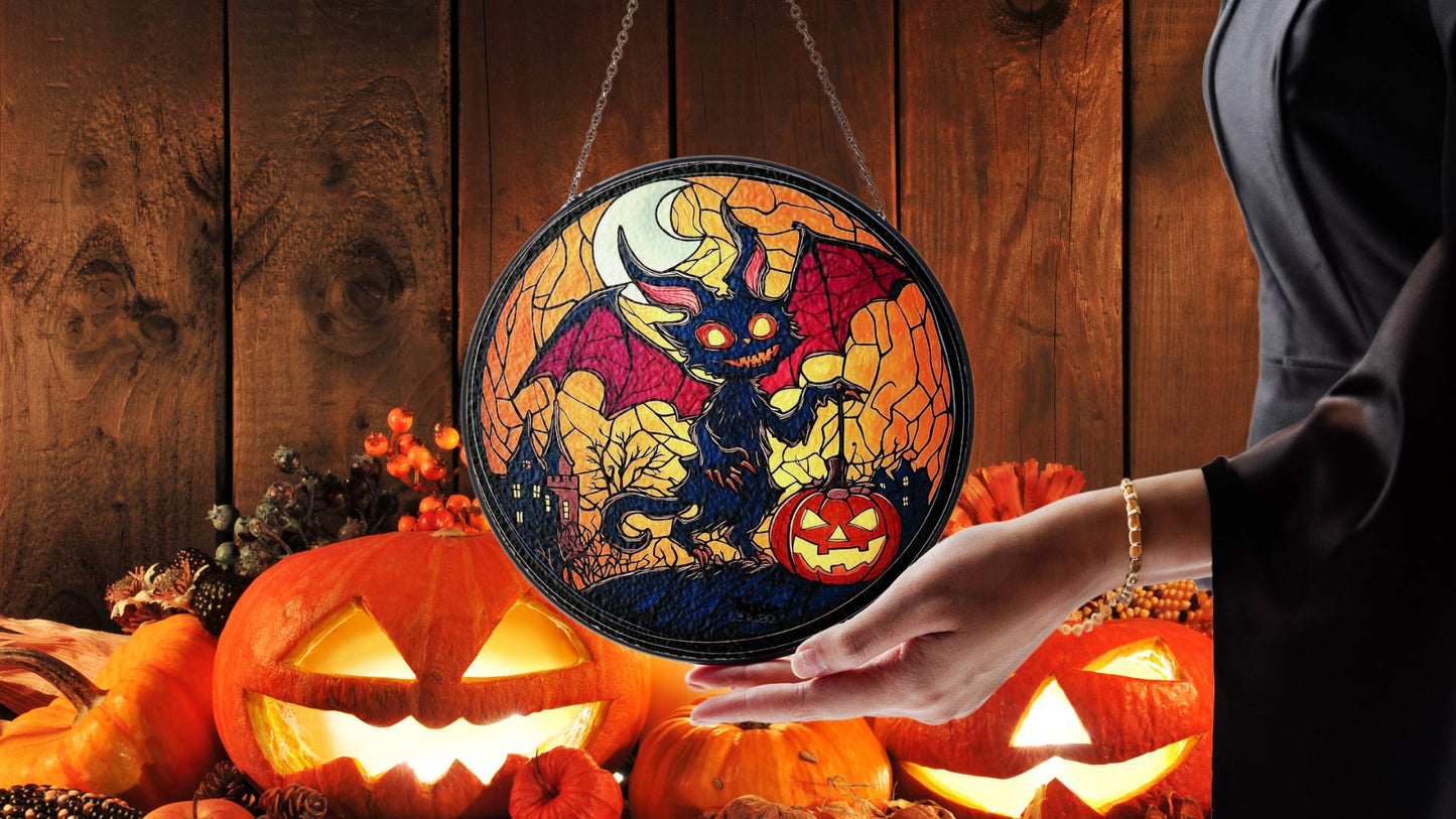 Halloween Suncatcher, Spooky Stained Glass Window Decor, Home and Party Decoration, HLW013