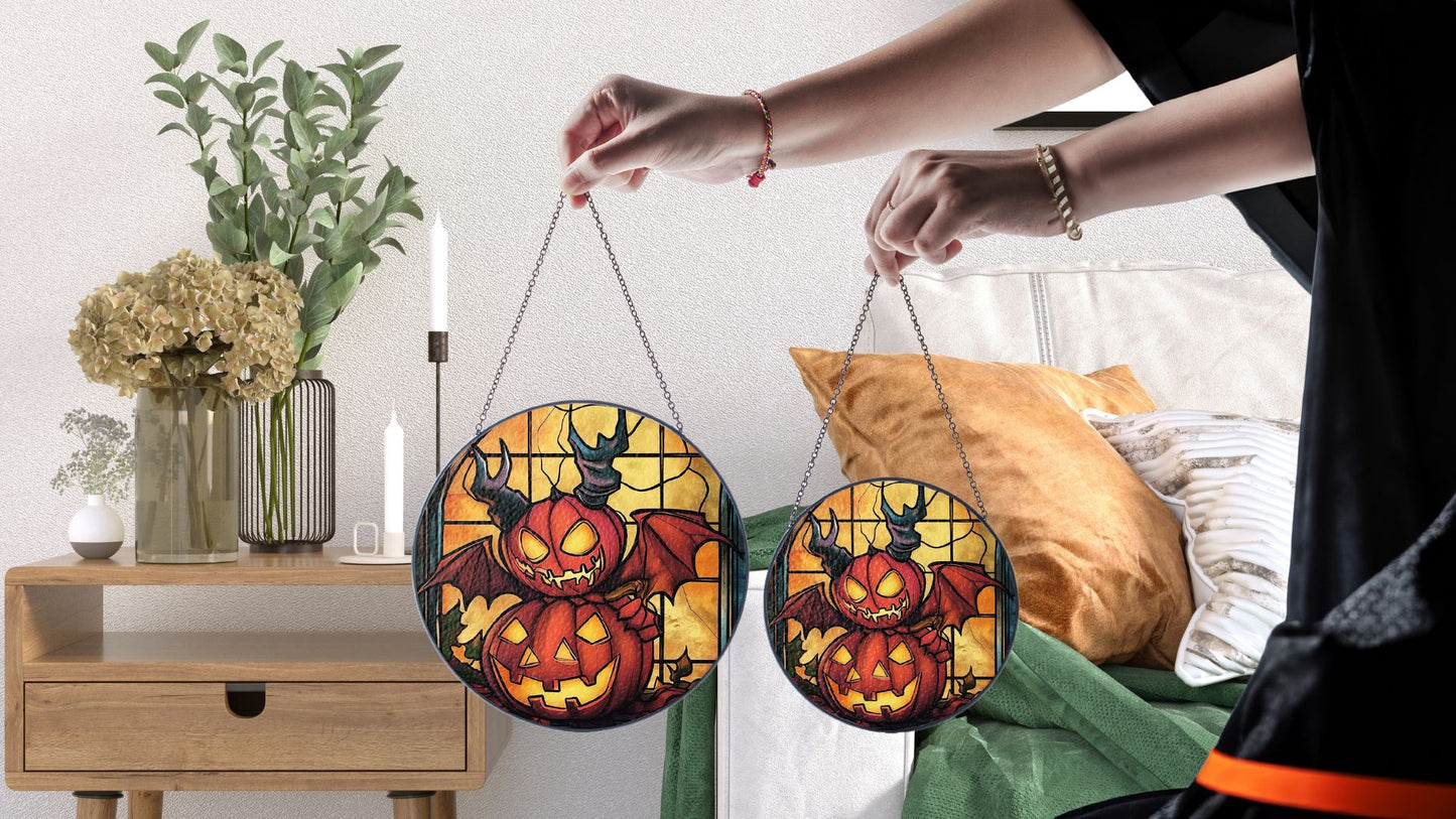 Halloween Suncatcher, Spooky Stained Glass Window Decor, Home and Party Decoration, HLW021