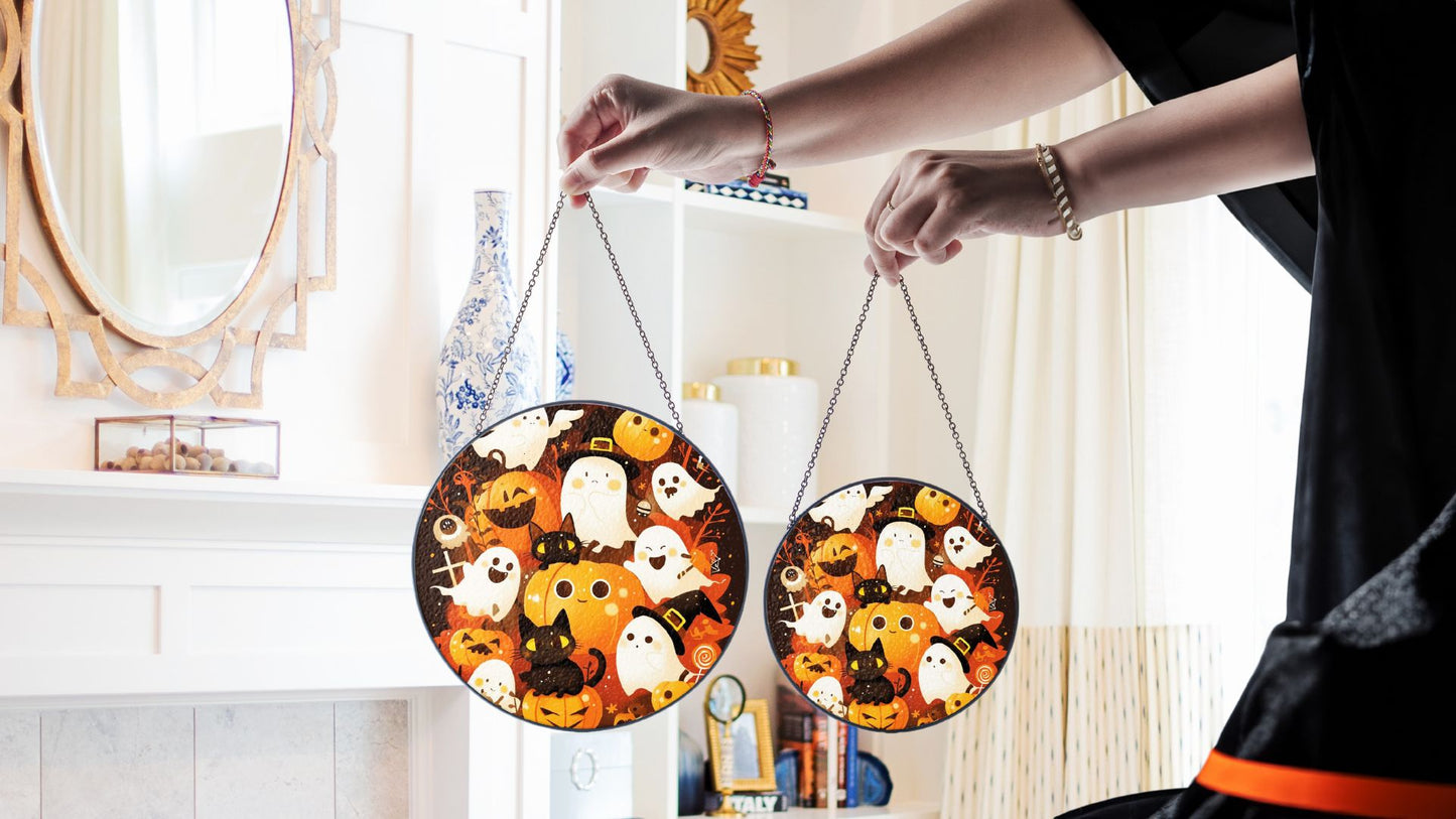Halloween Suncatcher, Spooky Stained Glass Window Decor, Home and Party Decoration, HLW031