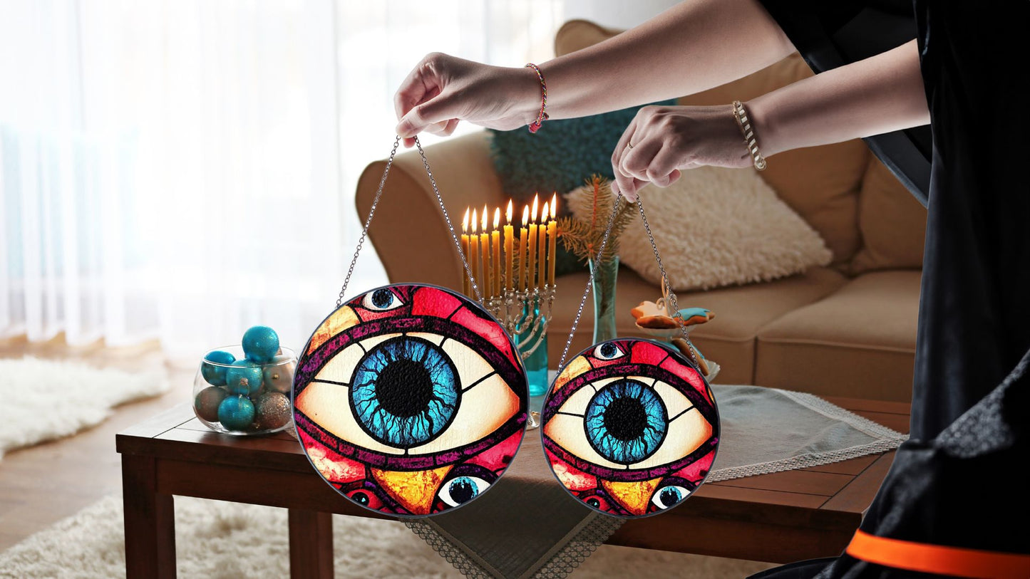 Halloween Suncatcher, Spooky Stained Glass Window Decor, Home and Party Decoration, HLW029