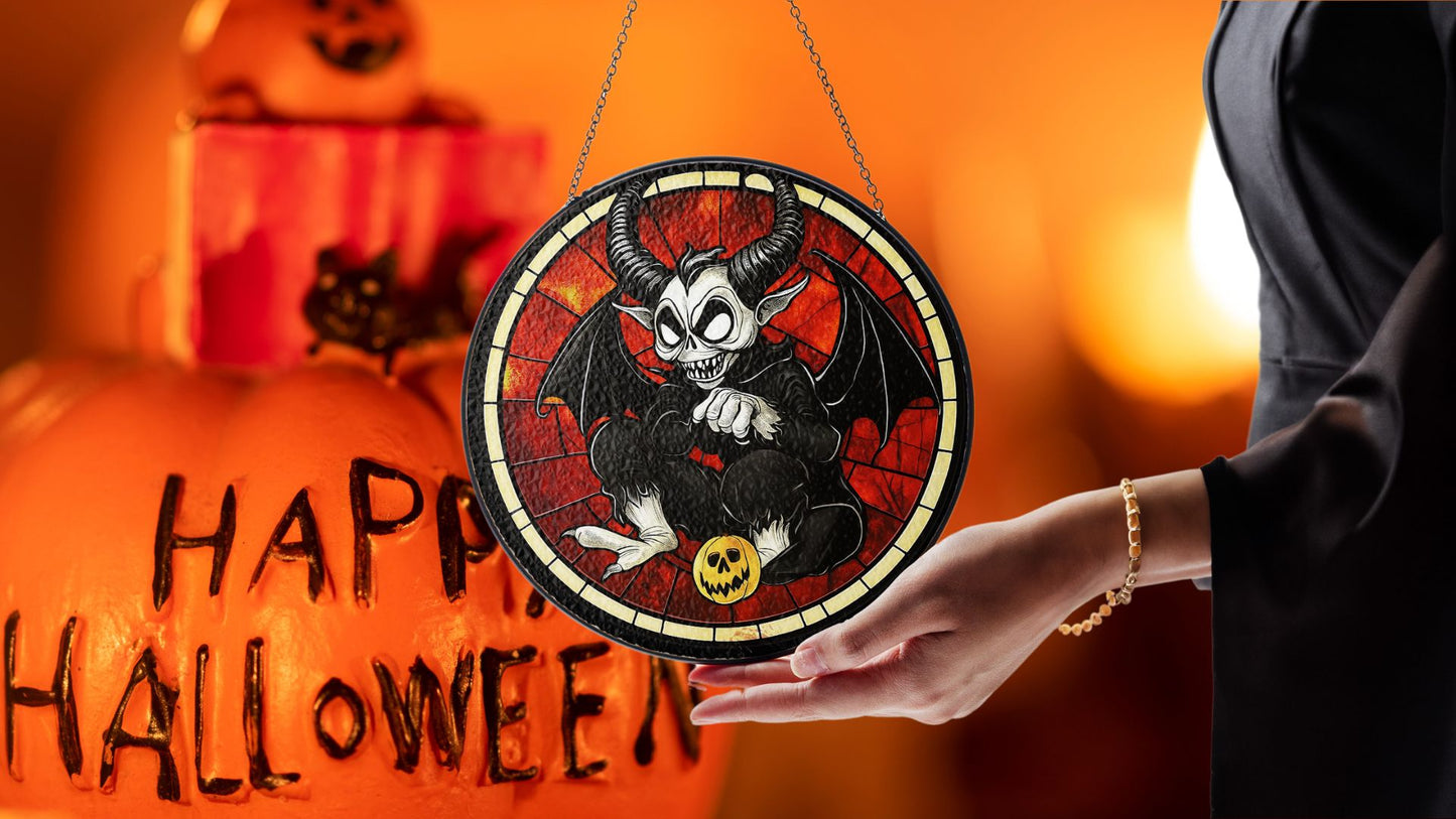Halloween Suncatcher, Spooky Stained Glass Window Decor, Home and Party Decoration, HLW017