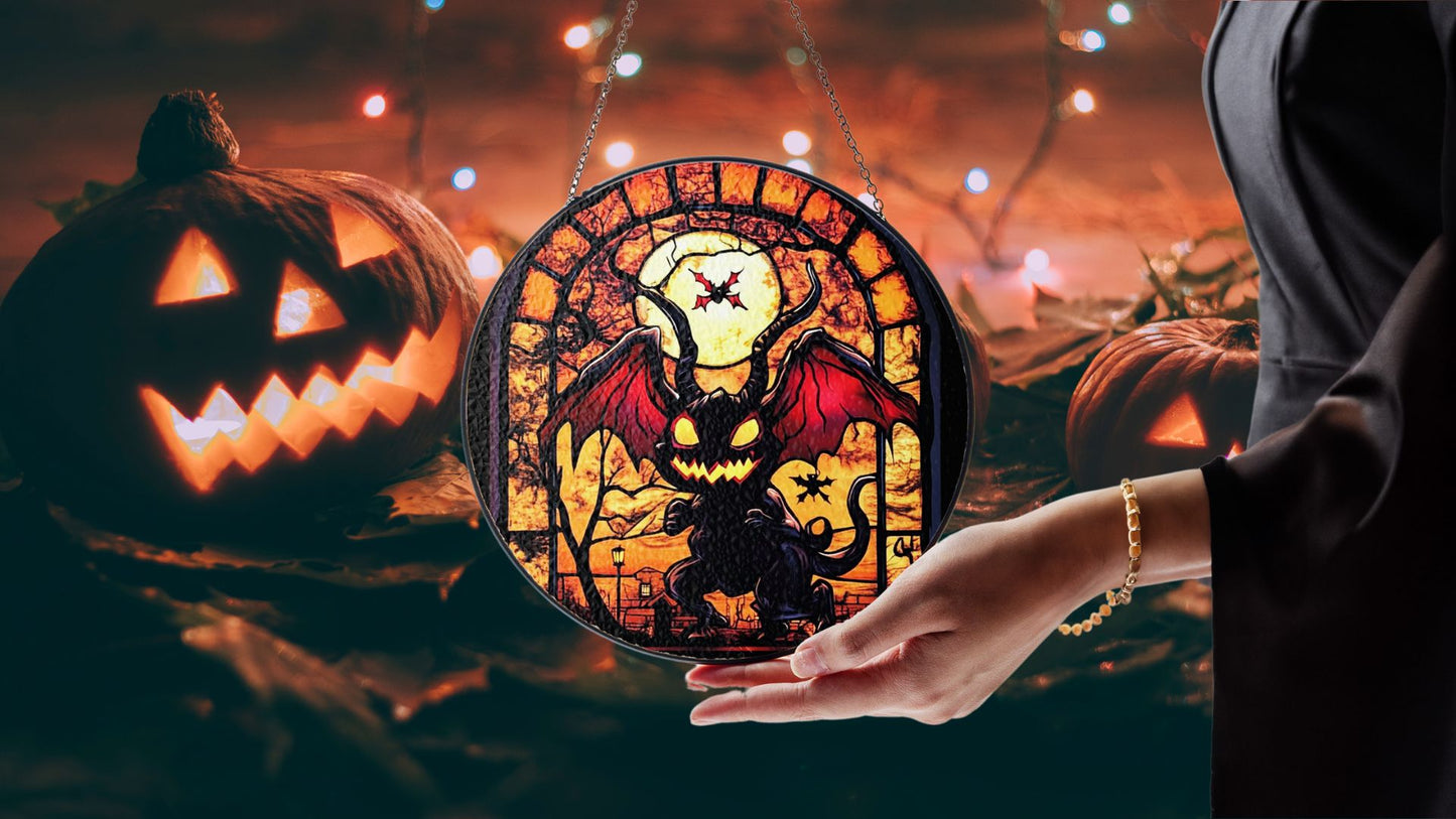 Halloween Suncatcher, Spooky Stained Glass Window Decor, Home and Party Decoration, HLW020