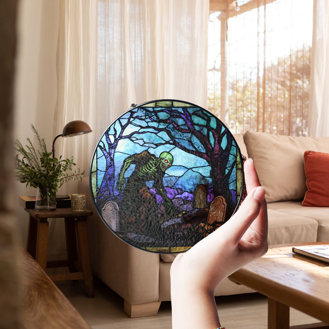 Halloween Suncatcher, Spooky Stained Glass Window Decor, Home and Party Decoration, HLW005