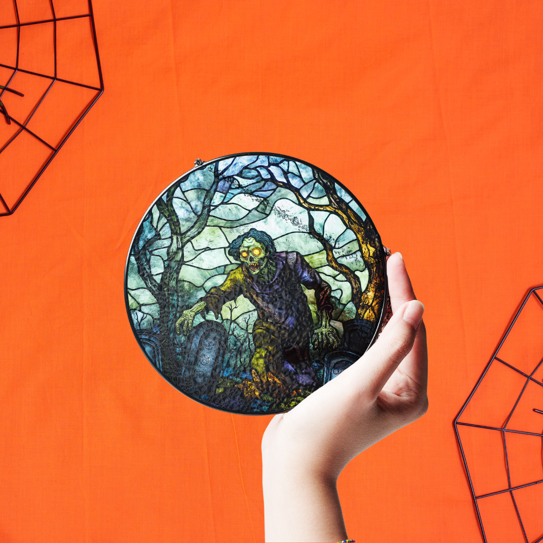 Halloween Suncatcher, Spooky Stained Glass Window Decor, Home and Party Decoration, HLW004