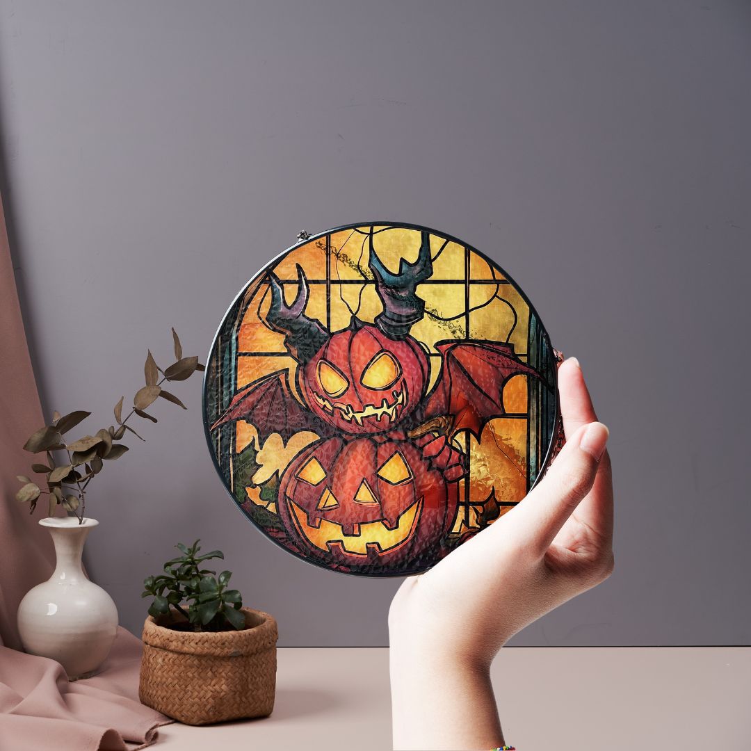 Halloween Suncatcher, Spooky Stained Glass Window Decor, Home and Party Decoration, HLW021