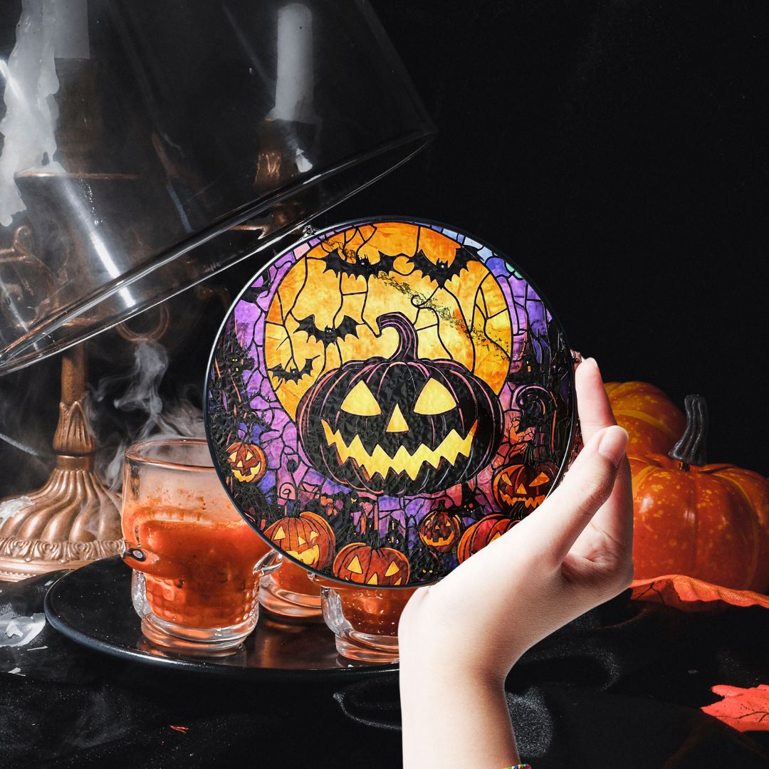 Halloween Suncatcher, Spooky Stained Glass Window Decor, Home and Party Decoration, HLW018