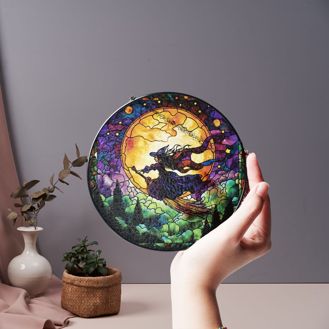 Halloween Suncatcher, Spooky Stained Glass Window Decor, Home and Party Decoration, HLW008