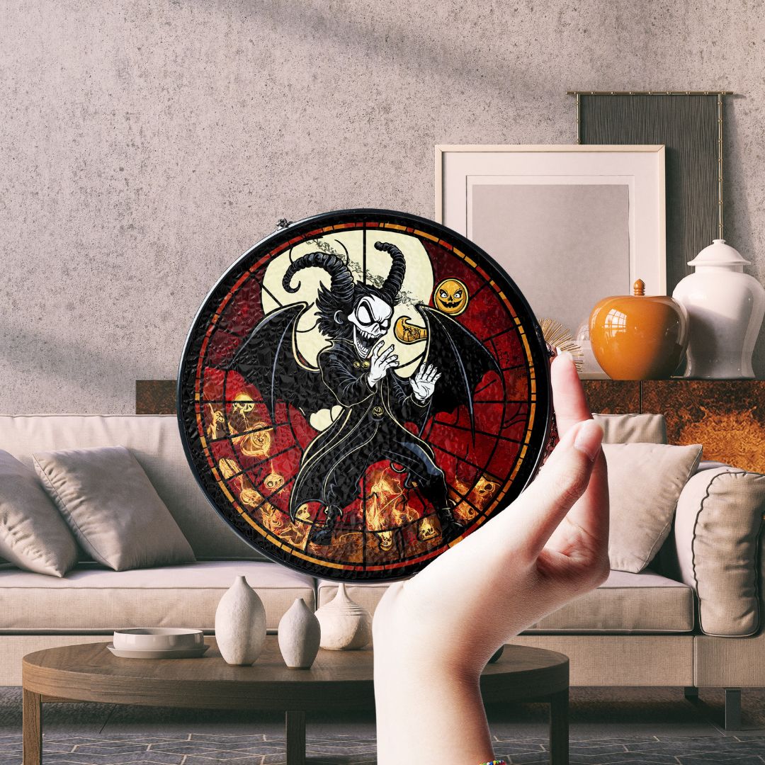 Halloween Suncatcher, Spooky Stained Glass Window Decor, Home and Party Decoration, HLW015