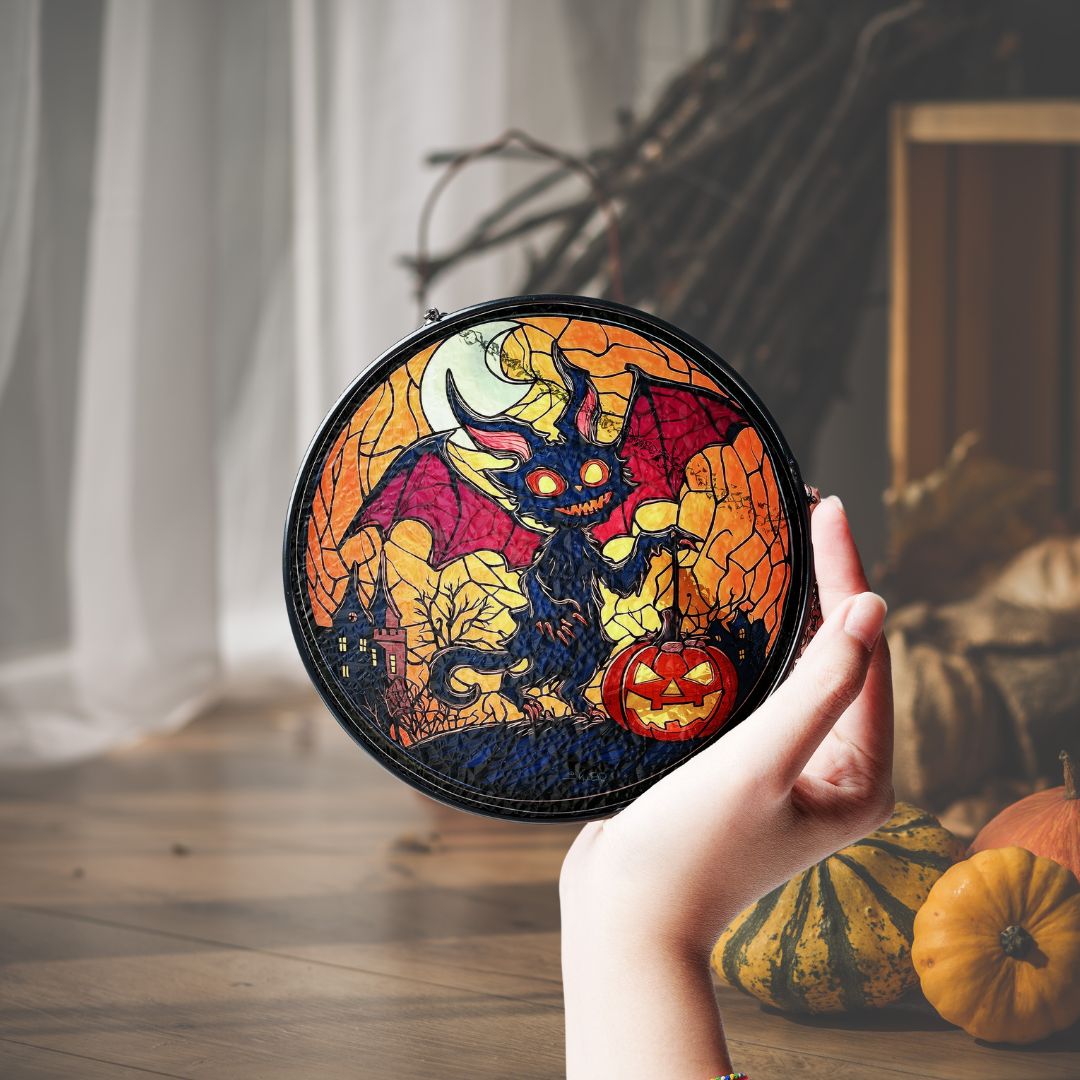 Halloween Suncatcher, Spooky Stained Glass Window Decor, Home and Party Decoration, HLW013