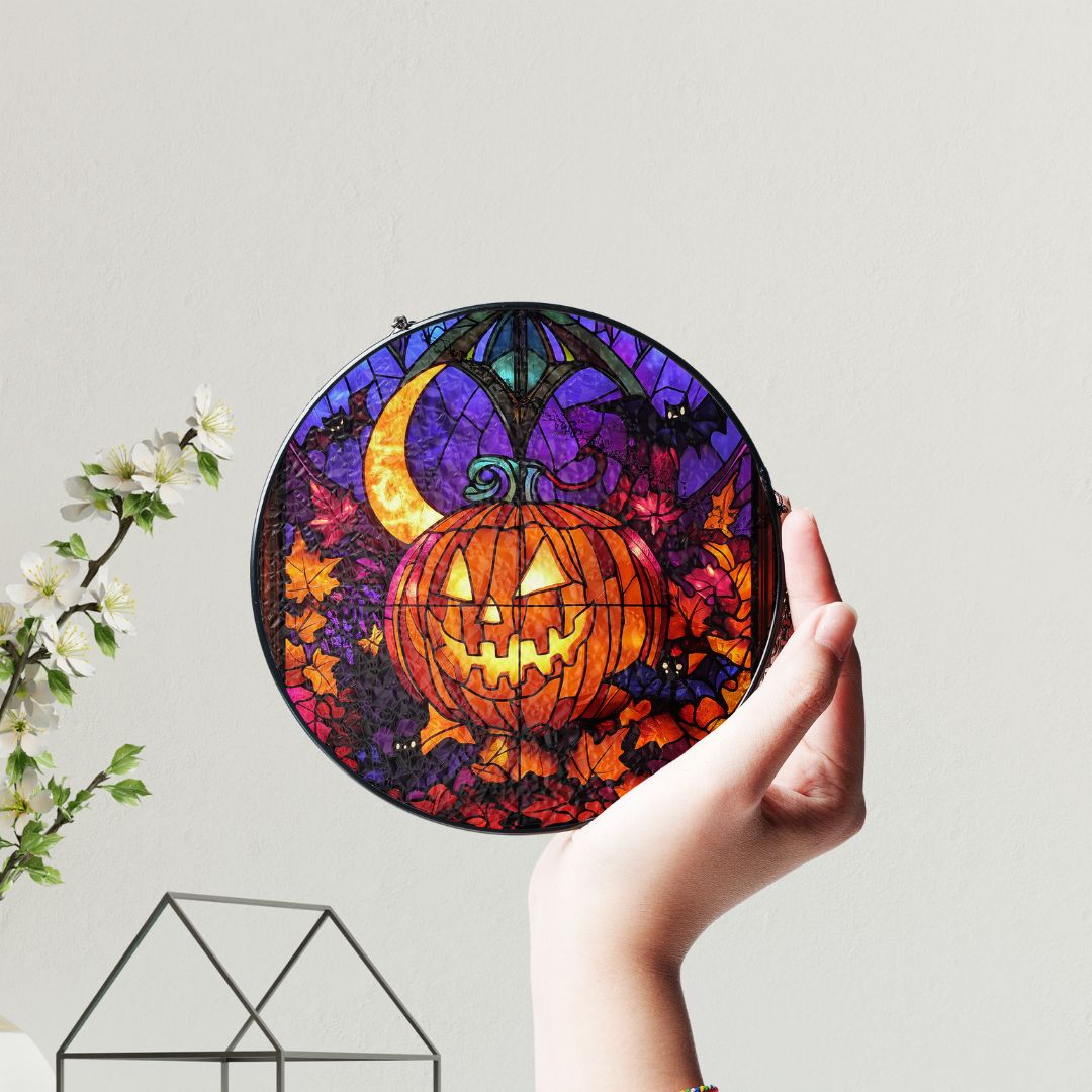 Halloween Suncatcher, Spooky Stained Glass Window Decor, Home and Party Decoration, HLW006