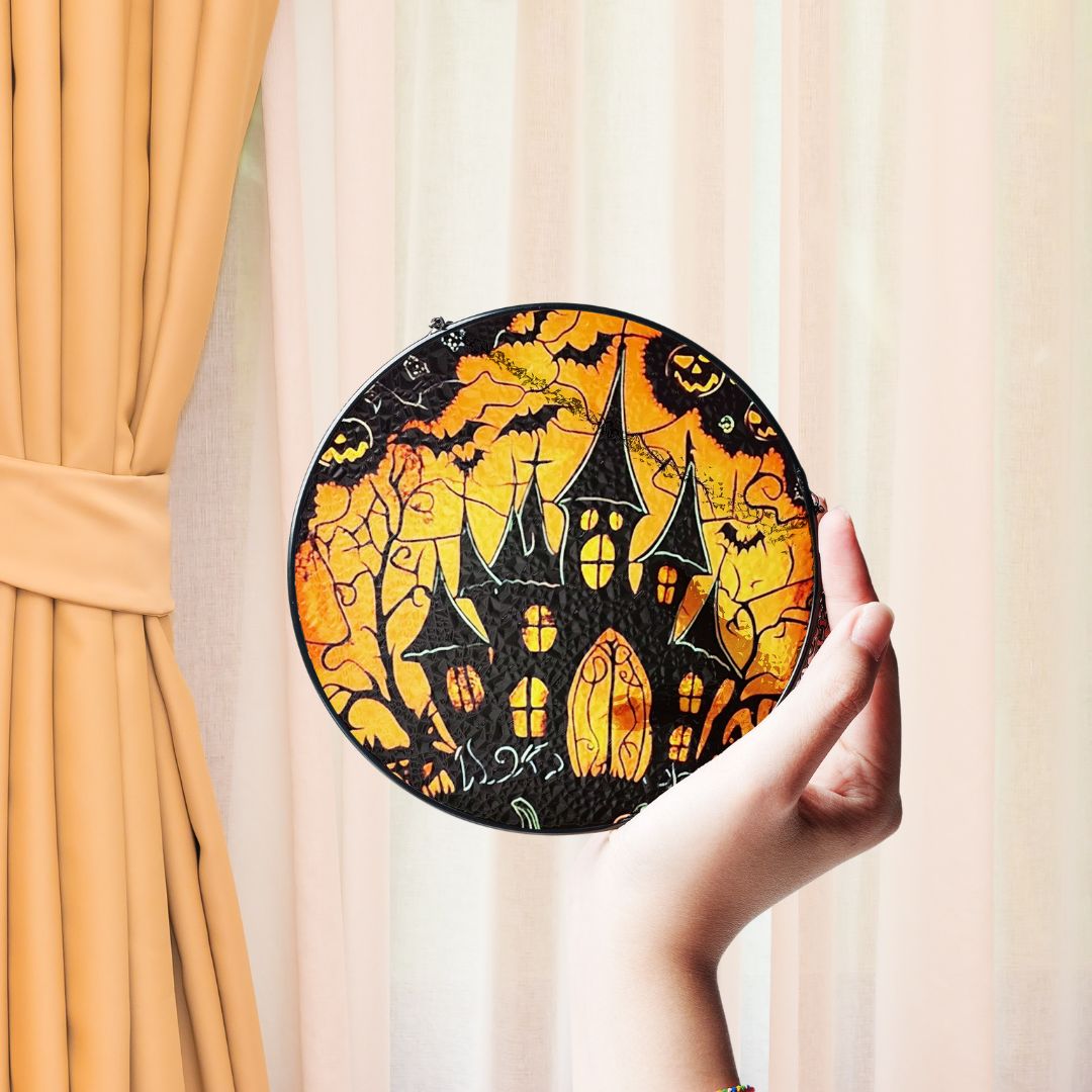 Halloween Suncatcher, Spooky Stained Glass Window Decor, Home and Party Decoration, HLW019