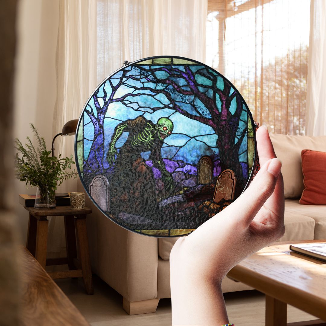 Halloween Suncatcher, Spooky Stained Glass Window Decor, Home and Party Decoration, HLW005