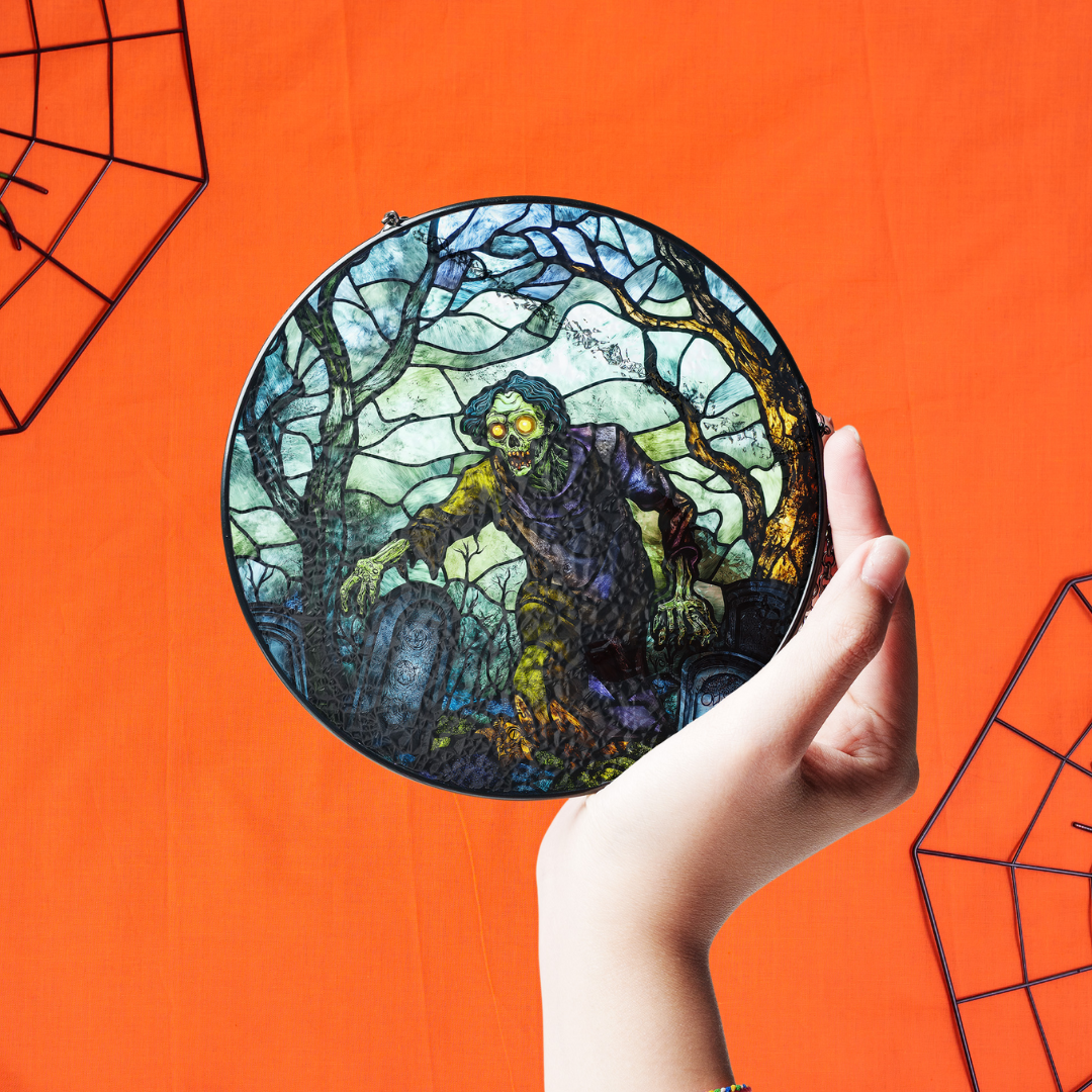 Halloween Suncatcher, Spooky Stained Glass Window Decor, Home and Party Decoration, HLW004