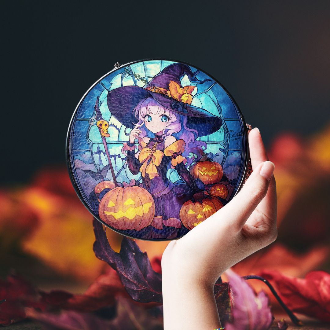 Halloween Suncatcher, Spooky Stained Glass Window Decor, Home and Party Decoration, HLW025