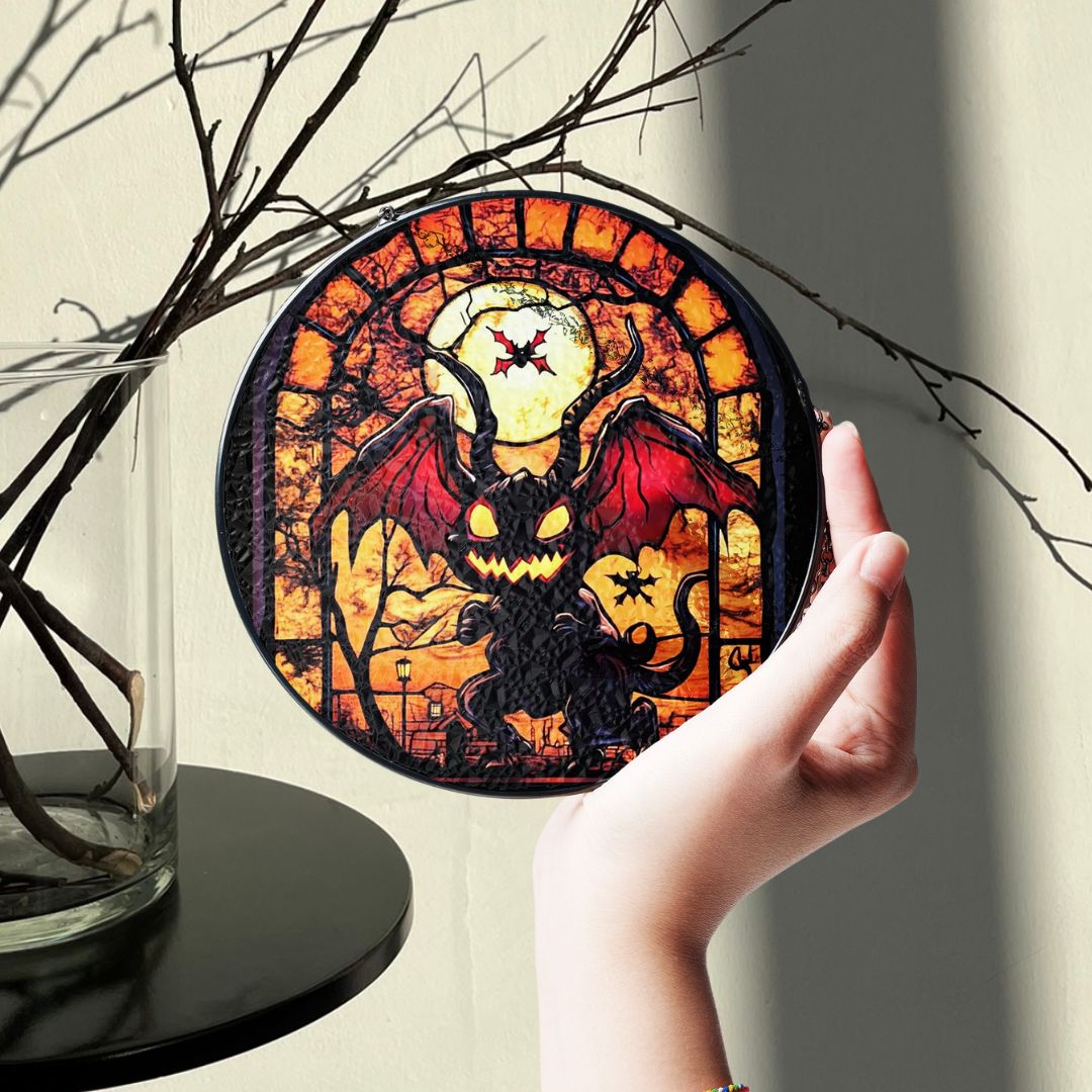 Halloween Suncatcher, Spooky Stained Glass Window Decor, Home and Party Decoration, HLW020