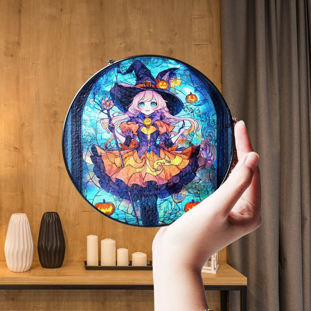 Halloween Suncatcher, Spooky Stained Glass Window Decor, Home and Party Decoration, HLW023