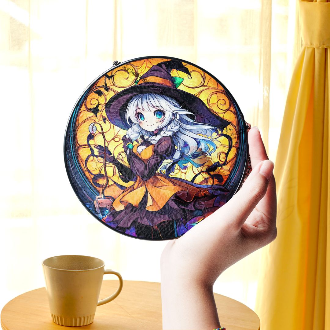 Halloween Suncatcher, Spooky Stained Glass Window Decor, Home and Party Decoration, HLW022