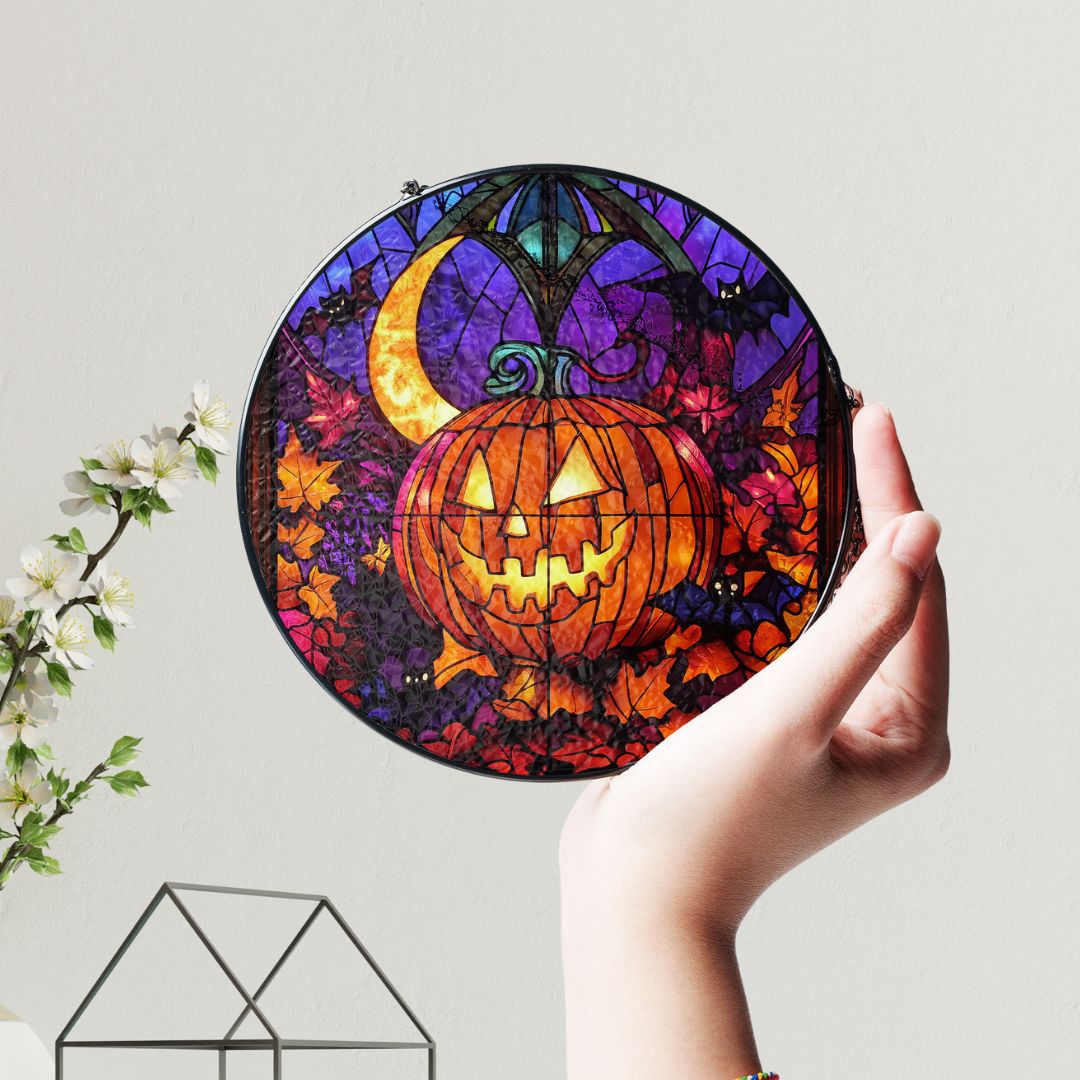 Halloween Suncatcher, Spooky Stained Glass Window Decor, Home and Party Decoration, HLW006
