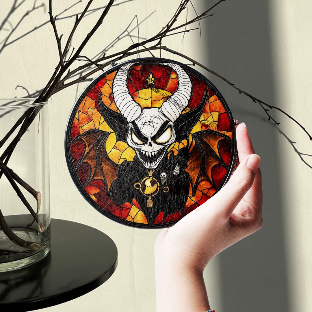 Halloween Suncatcher, Spooky Stained Glass Window Decor, Home and Party Decoration, HLW014