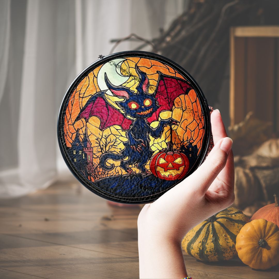 Halloween Suncatcher, Spooky Stained Glass Window Decor, Home and Party Decoration, HLW013