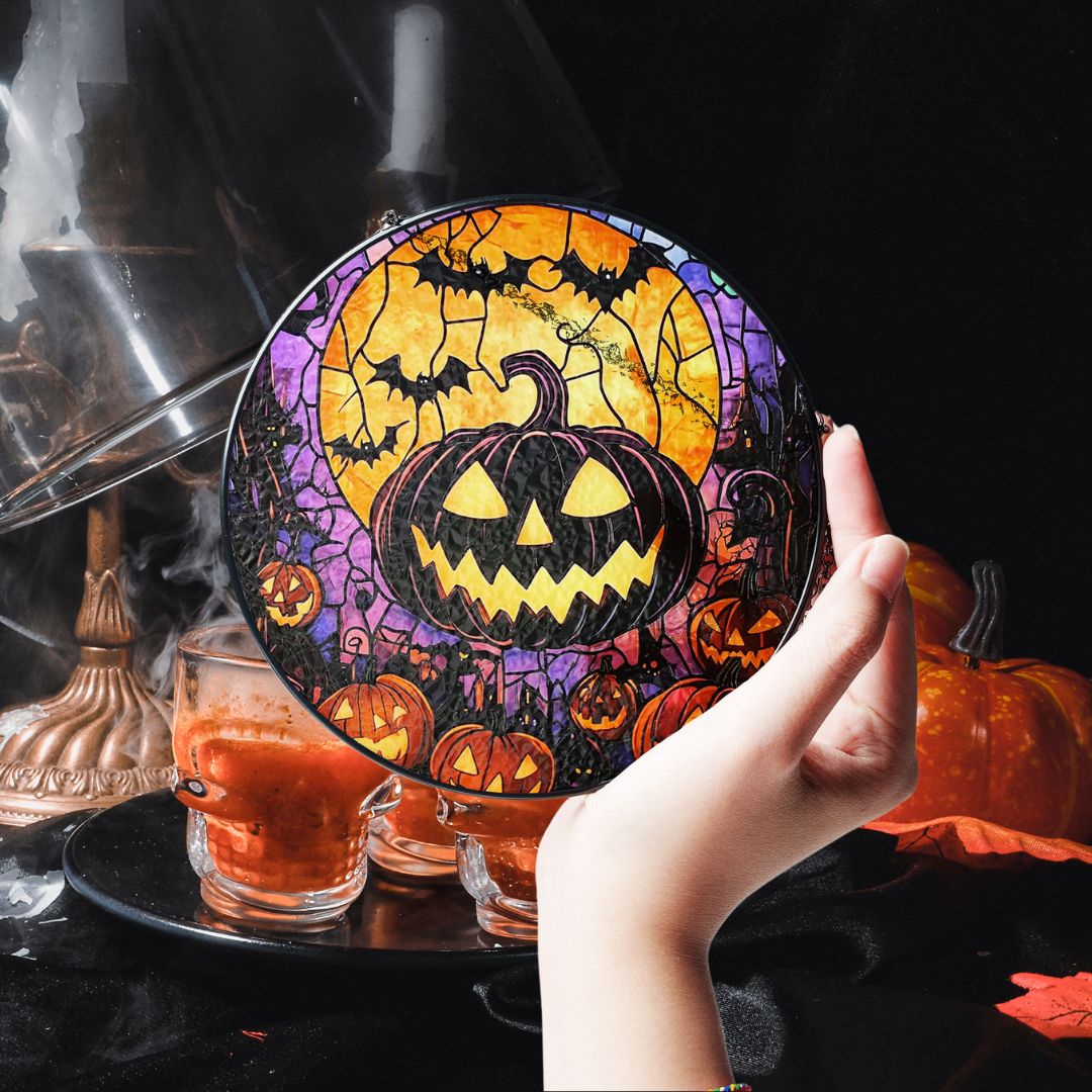 Halloween Suncatcher, Spooky Stained Glass Window Decor, Home and Party Decoration, HLW018