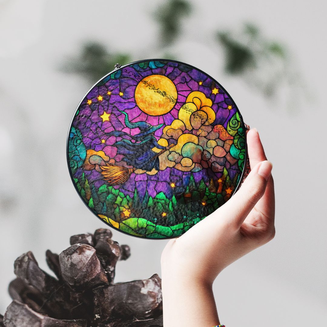 Halloween Suncatcher, Spooky Stained Glass Window Decor, Home and Party Decoration, HLW009