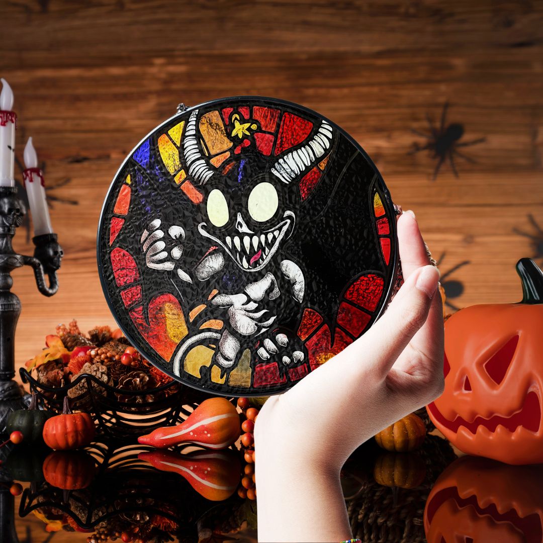 Halloween Suncatcher, Spooky Stained Glass Window Decor, Home and Party Decoration, HLW016