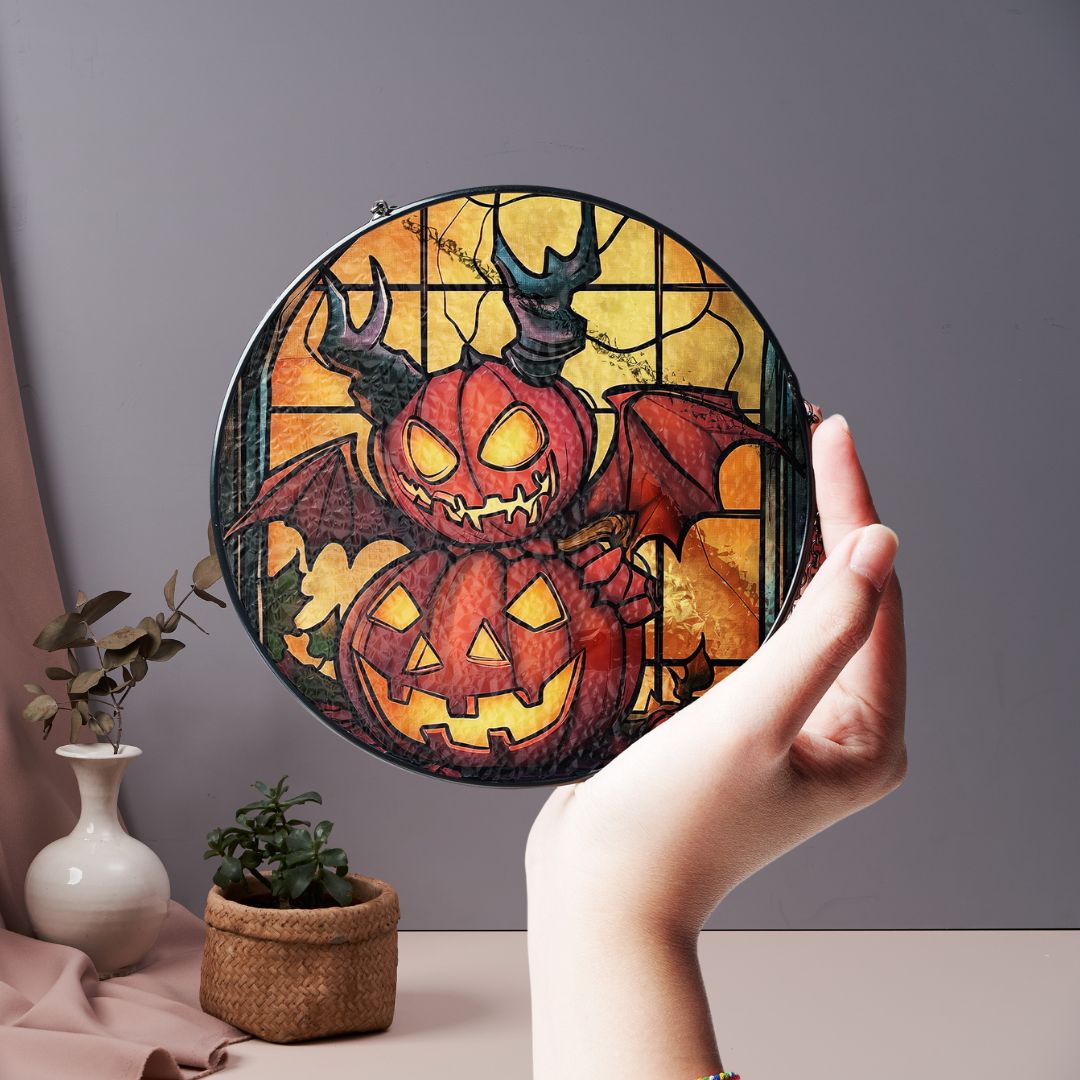 Halloween Suncatcher, Spooky Stained Glass Window Decor, Home and Party Decoration, HLW021