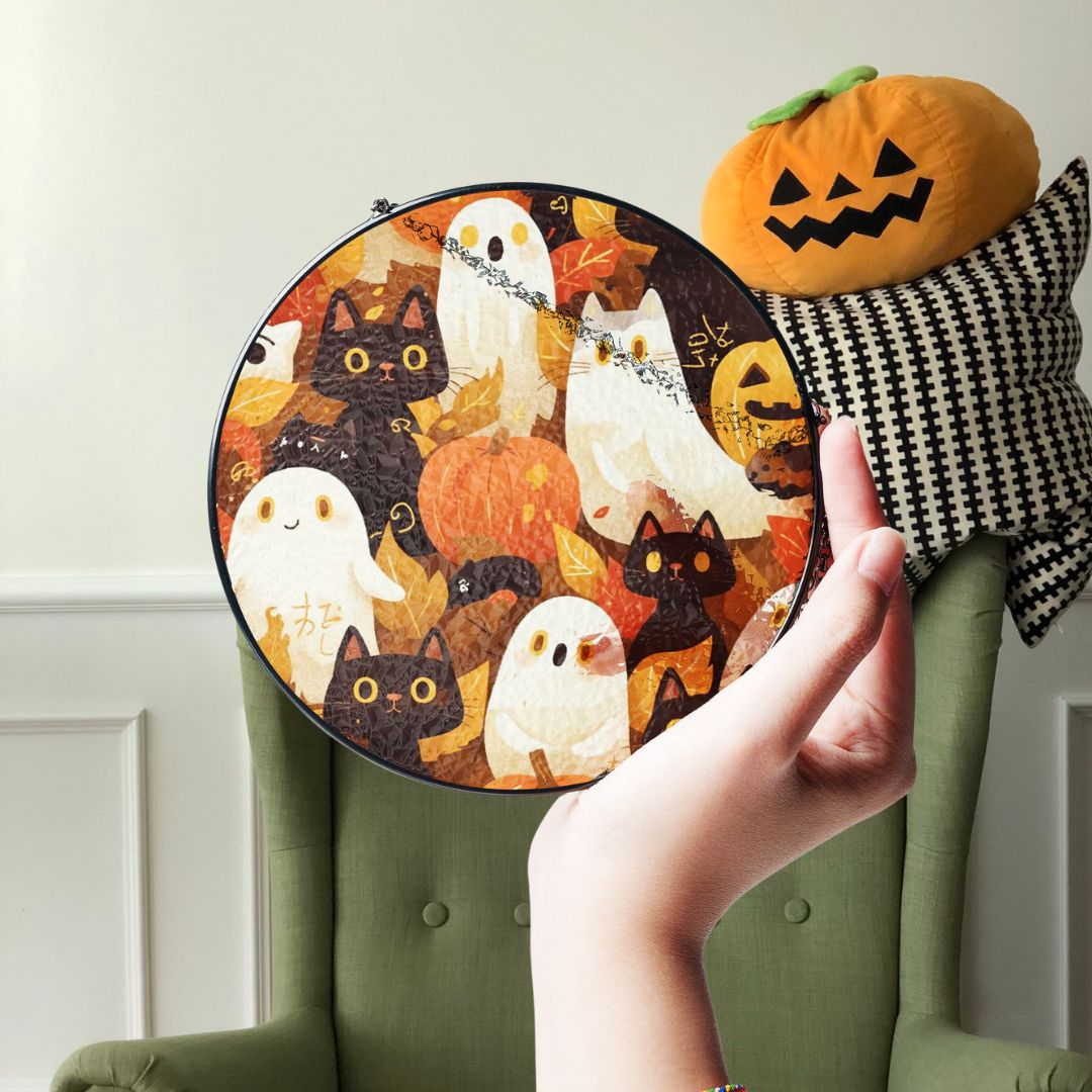Halloween Suncatcher, Spooky Stained Glass Window Decor, Home and Party Decoration, HLW032