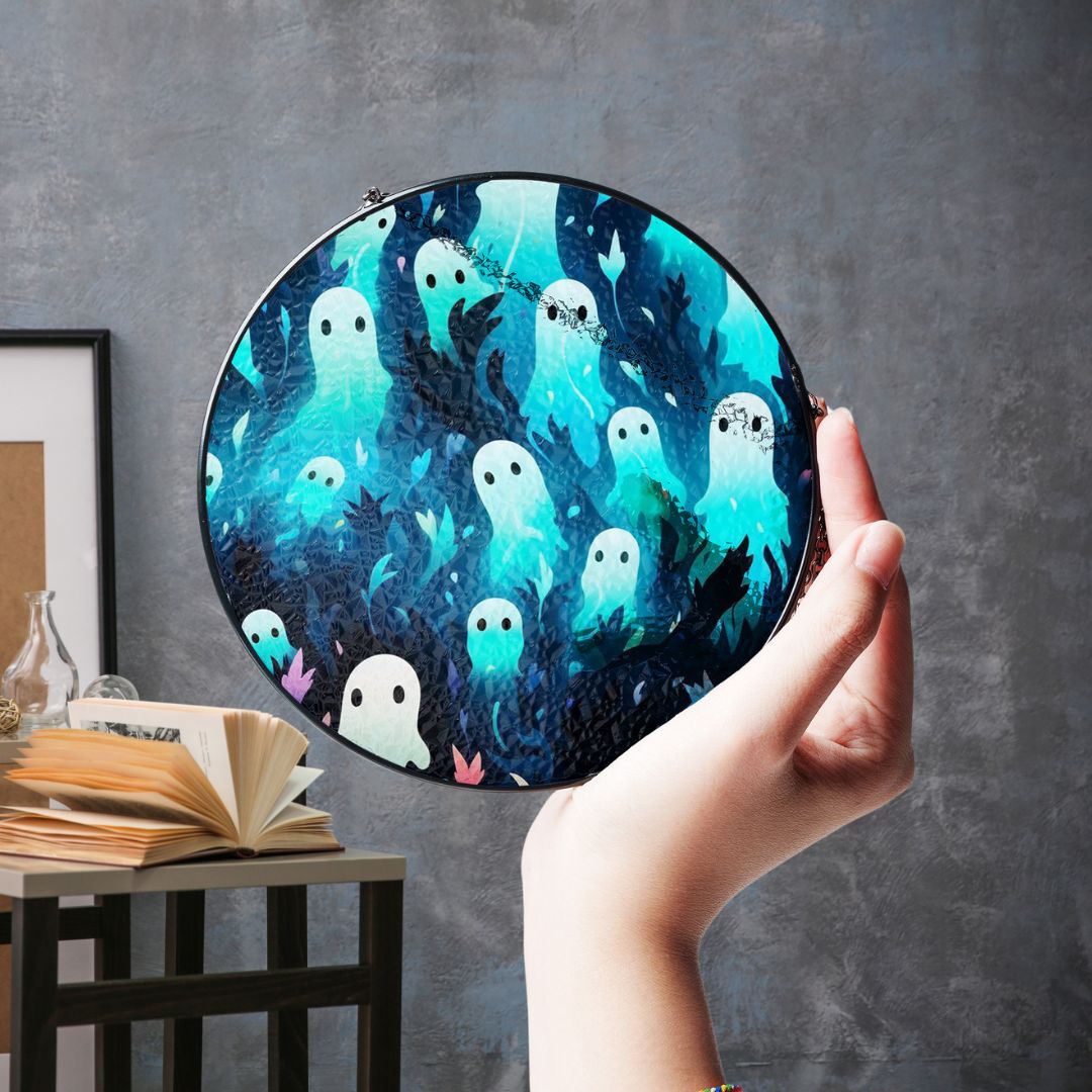 Halloween Suncatcher, Spooky Stained Glass Window Decor, Home and Party Decoration, HLW033