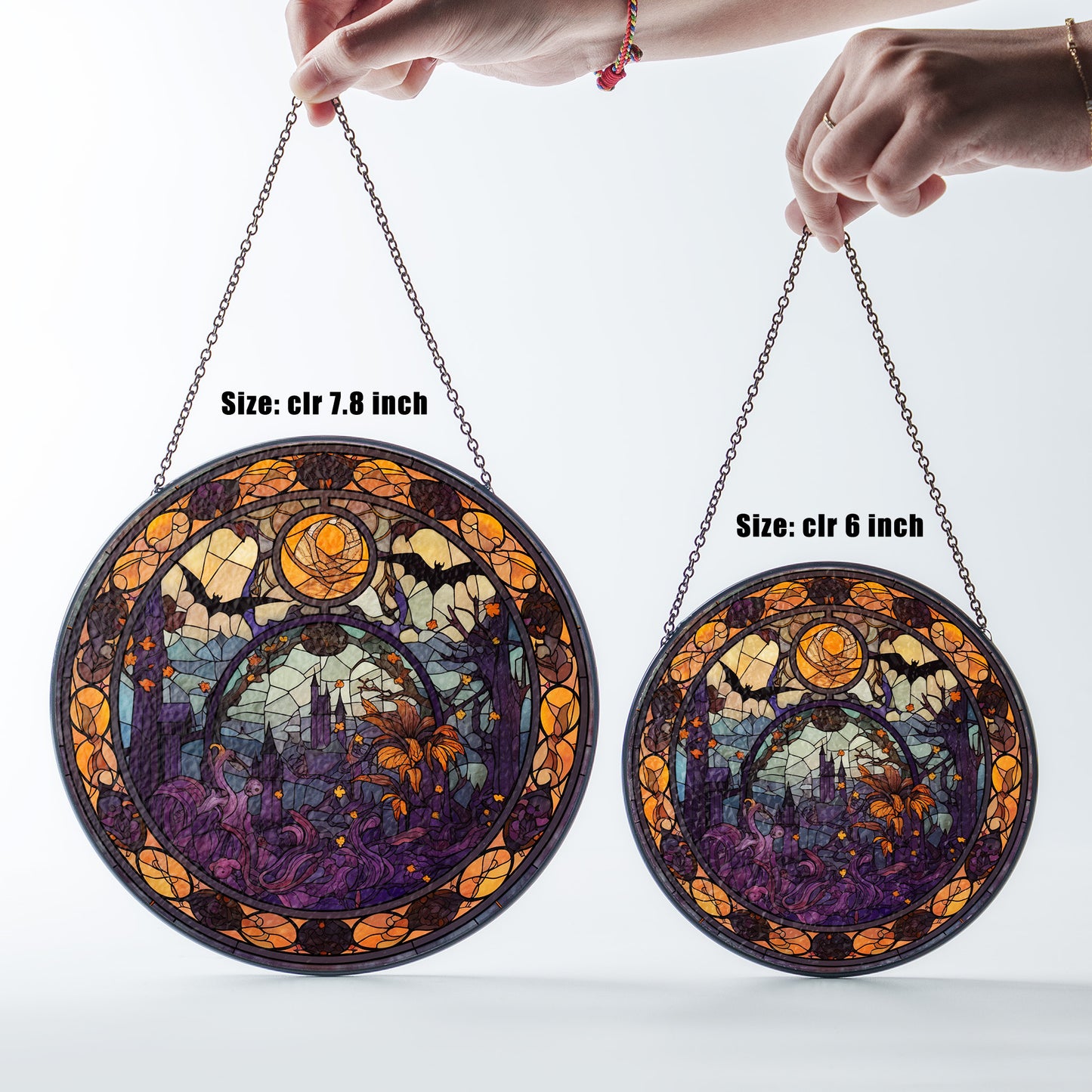 Halloween Suncatcher, Spooky Stained Glass Window Decor, Home and Party Decoration, HLW001