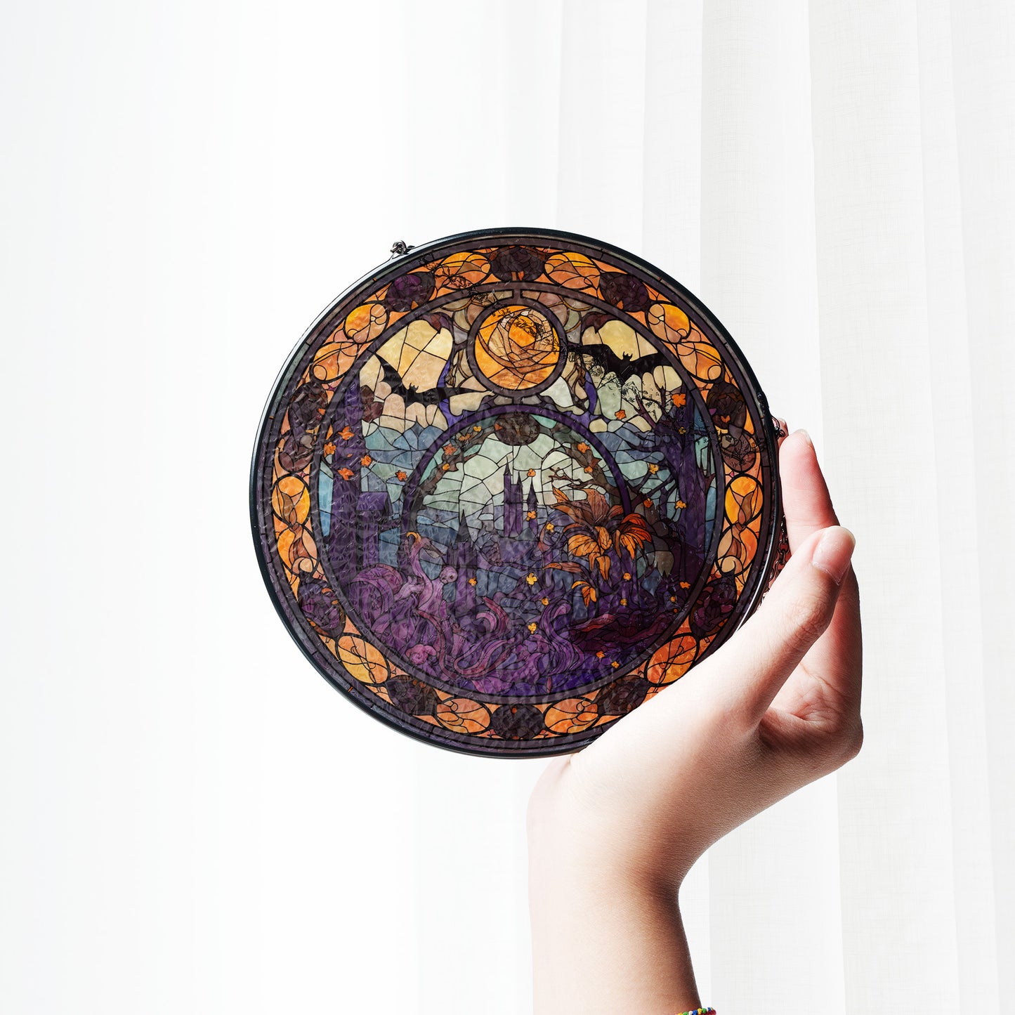 Halloween Suncatcher, Spooky Stained Glass Window Decor, Home and Party Decoration, HLW001