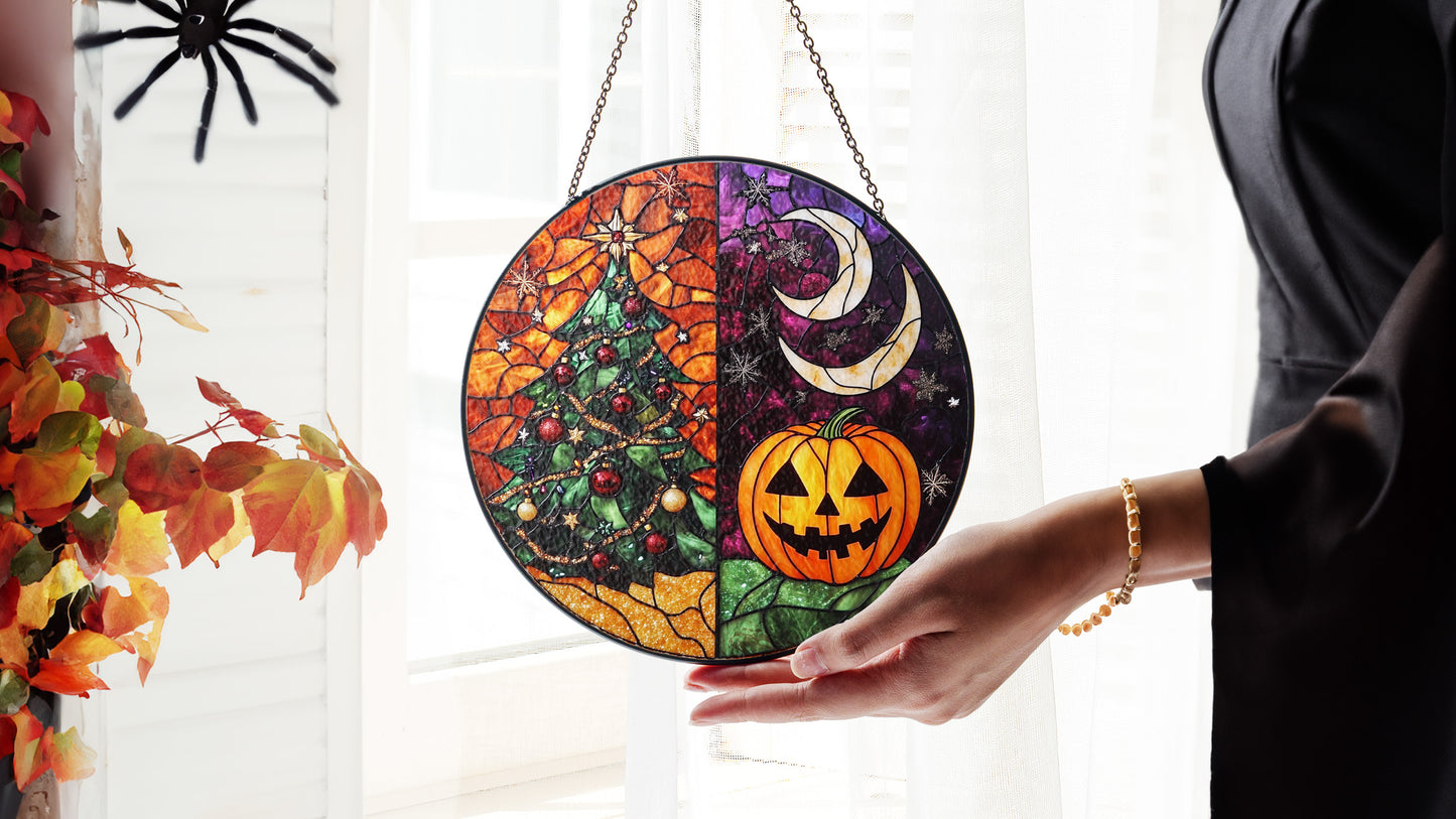 Halloween Suncatcher, Spooky Stained Glass Window Decor, Home and Party Decoration, HLW002