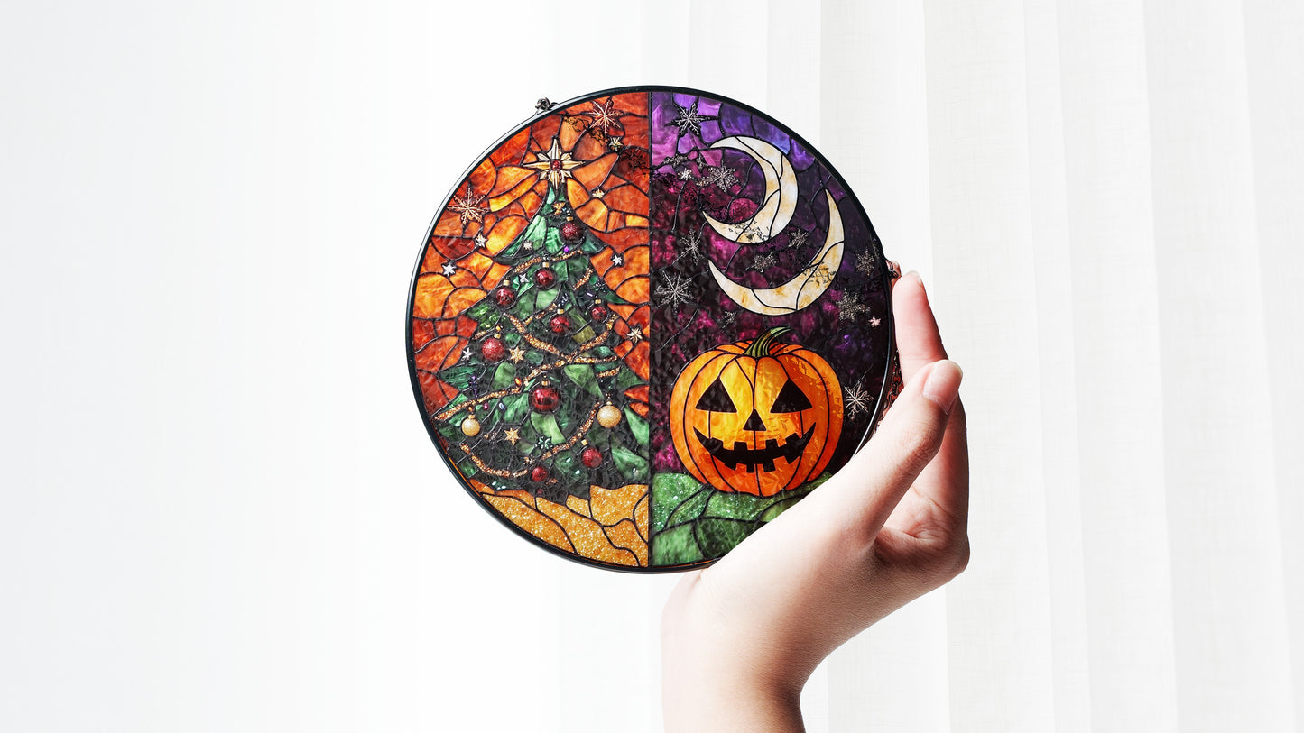 Halloween Suncatcher, Spooky Stained Glass Window Decor, Home and Party Decoration, HLW002