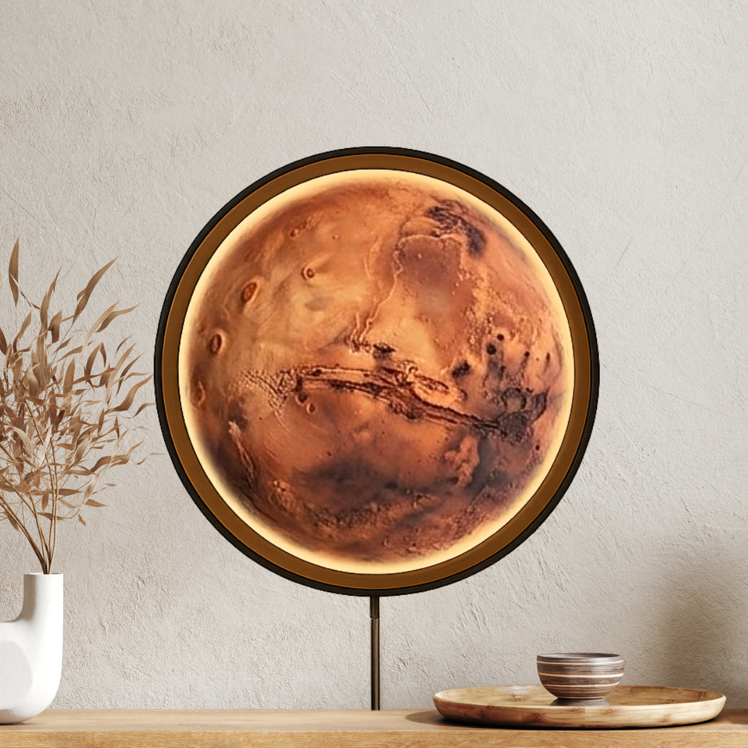 Handmade LED Moon Wall Art, Moon Planet Galaxy Wooden Frame Acrylic Lamp Decor ML009