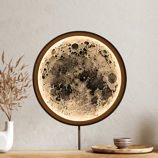 Handmade LED Moon Wall Art, Moon Planet Galaxy Wooden Frame Acrylic Lamp Decor ML002