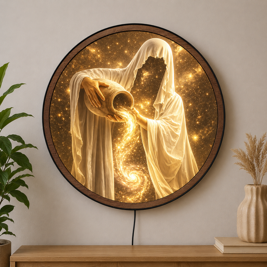 Handmade LED Fantasy Celestial Figure Wall Art - Wooden Frame Acrylic Lamp Decor LED056
