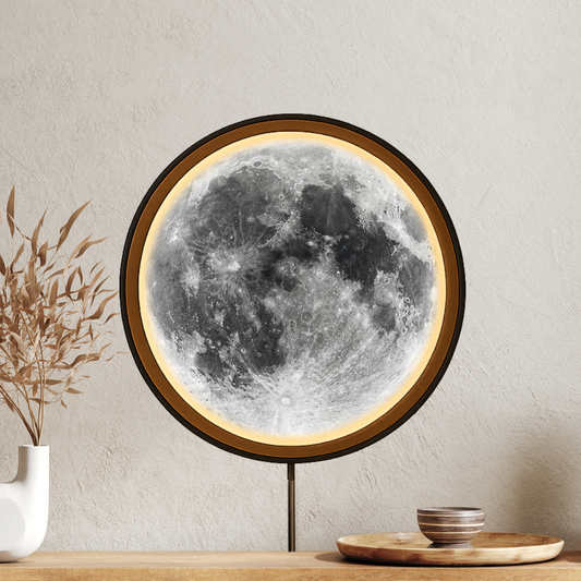 Handmade LED Moon Wall Art, Moon Planet Galaxy Wooden Frame Acrylic Lamp Decor ML006