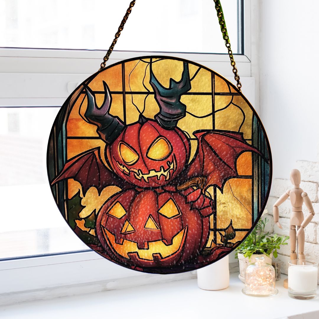 Halloween Suncatcher, Spooky Stained Glass Window Decor, Home and Party Decoration, HLW021