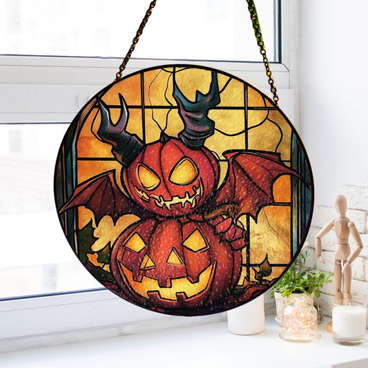 Halloween Suncatcher, Spooky Stained Glass Window Decor, Home and Party Decoration, HLW021