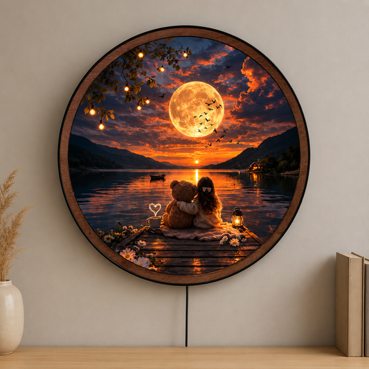 Handmade LED Fantasy Romantic Lake Wall Art - Wooden Frame Acrylic Lamp Decor LED049