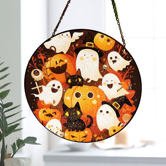 Halloween Suncatcher, Spooky Stained Glass Window Decor, Home and Party Decoration, HLW031