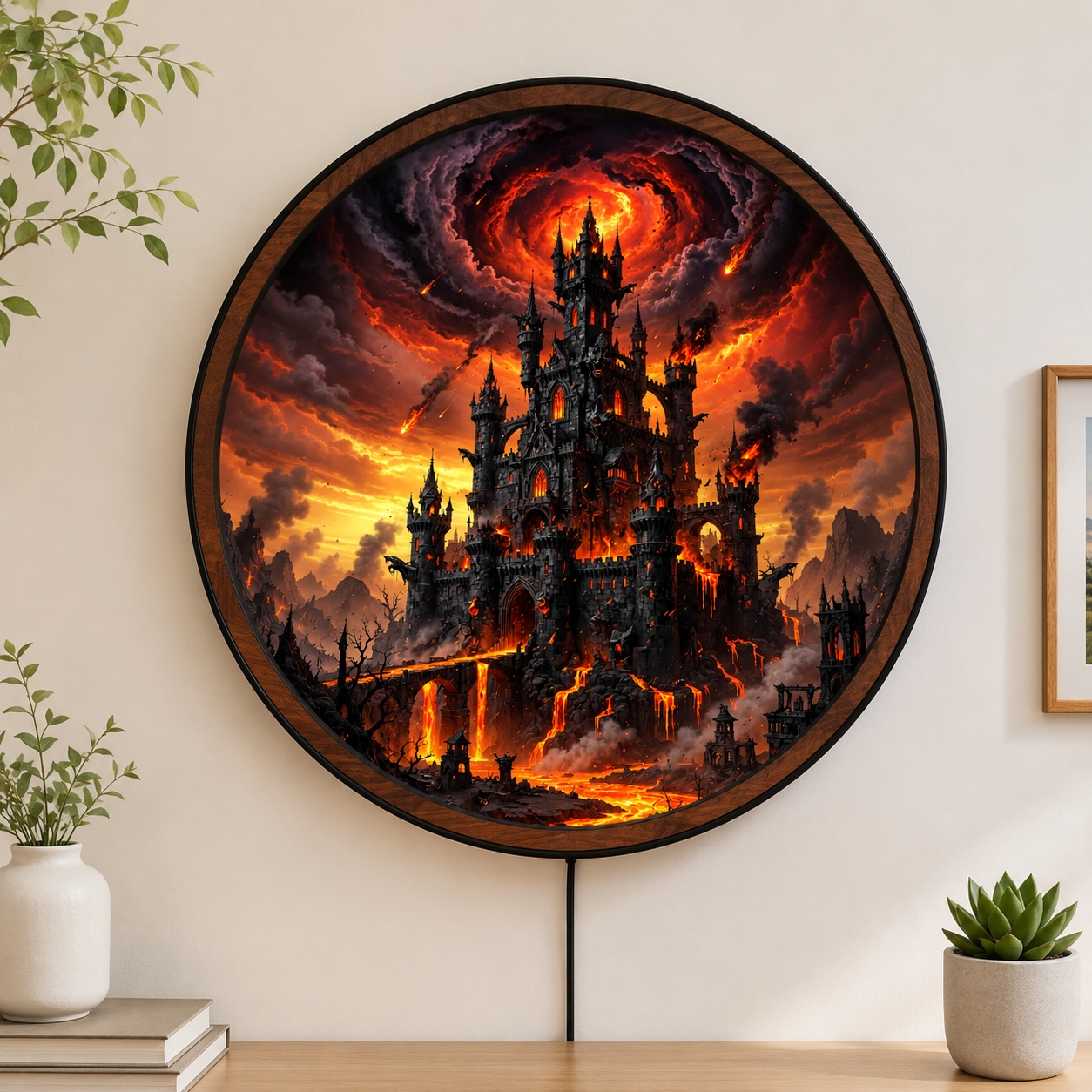 Handmade LED Fantasy Castle Wall Art - Wooden Frame Acrylic Lamp Decor LED024