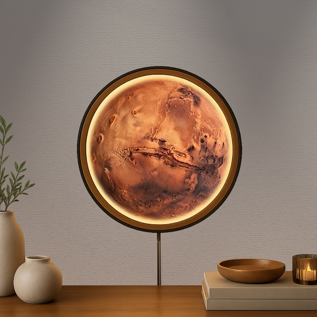 Handmade LED Moon Wall Art, Moon Planet Galaxy Wooden Frame Acrylic Lamp Decor ML009