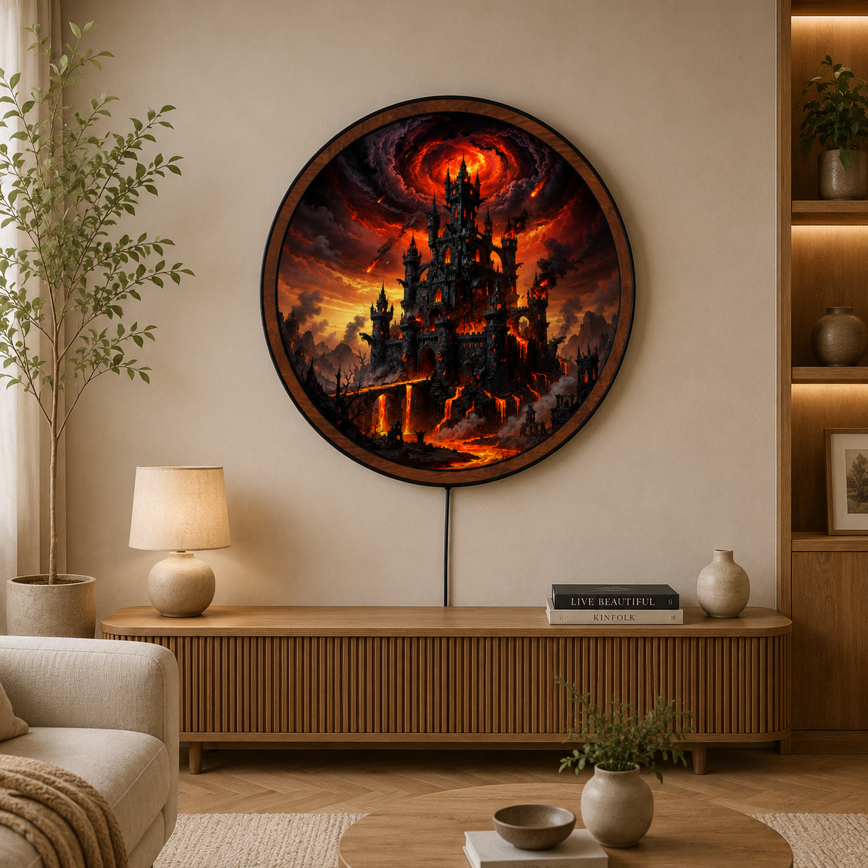 Handmade LED Fantasy Castle Wall Art - Wooden Frame Acrylic Lamp Decor LED024