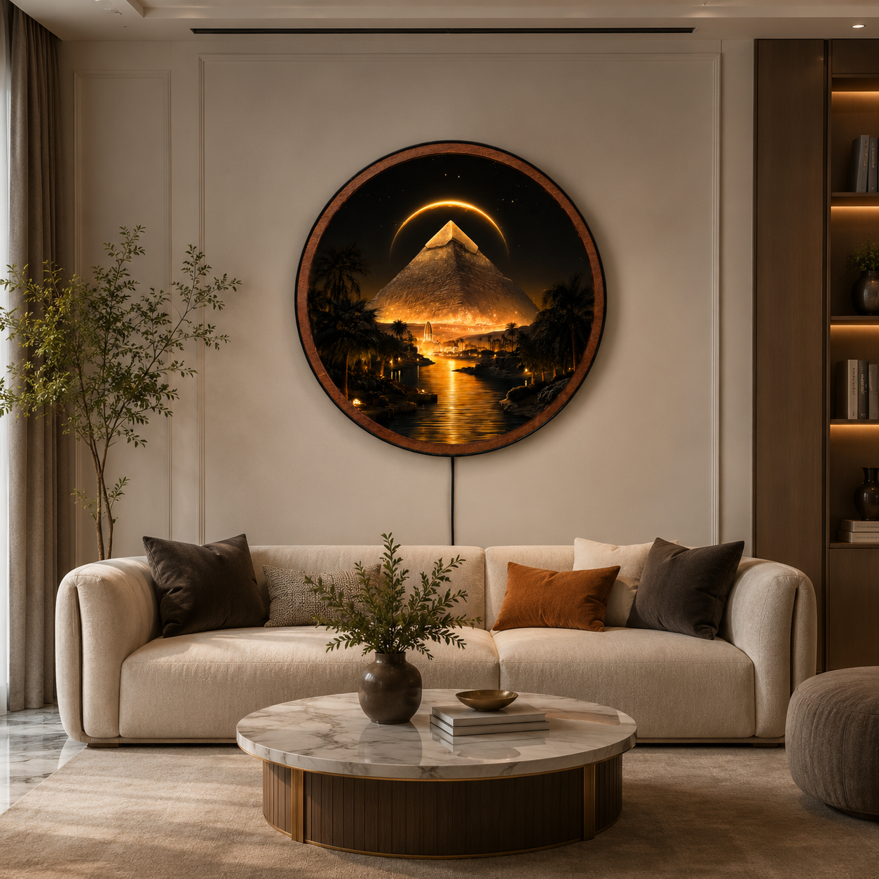 Handmade LED Egyptian Pyramid Wall Art - Wooden Frame Acrylic Lamp Decor LED041