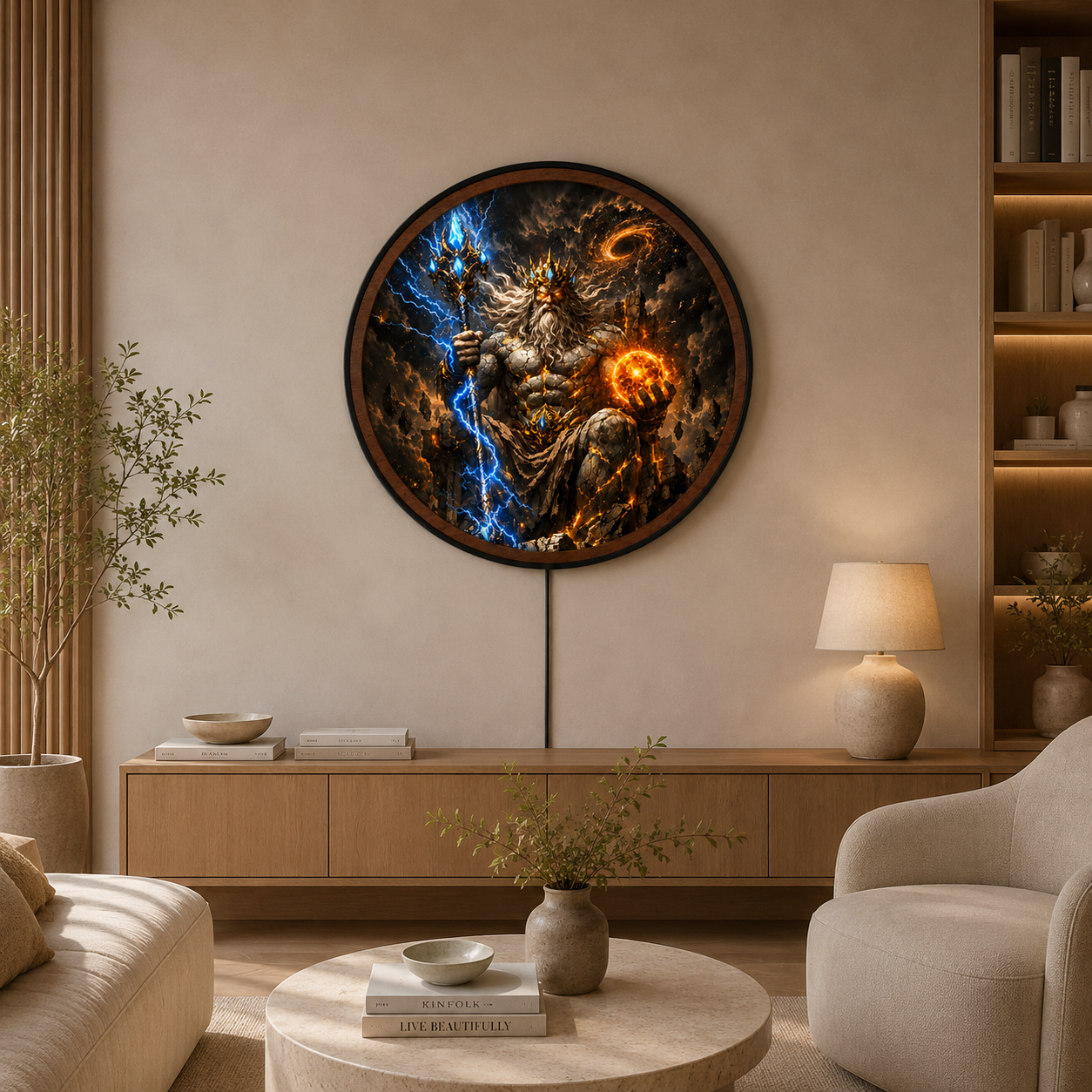 Handmade LED Fantasy Majestic God Wall Art - Wooden Frame Acrylic Lamp Decor LED050