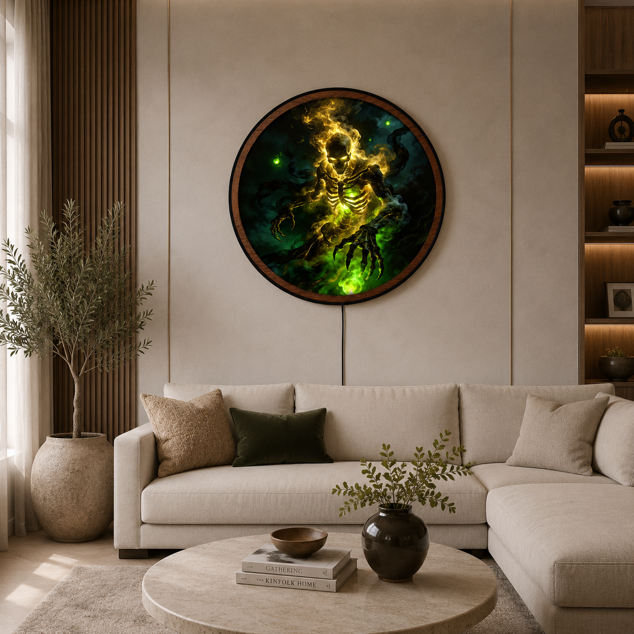 Handmade LED Fantasy Skeleton Wall Art - Wooden Frame Acrylic Lamp Decor LED044
