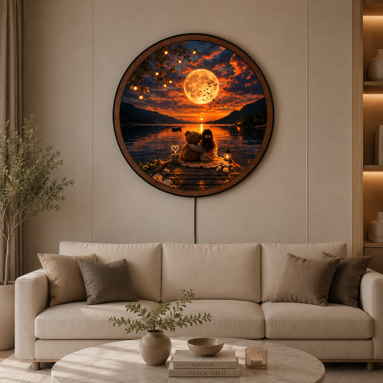 Handmade LED Fantasy Romantic Lake Wall Art - Wooden Frame Acrylic Lamp Decor LED049