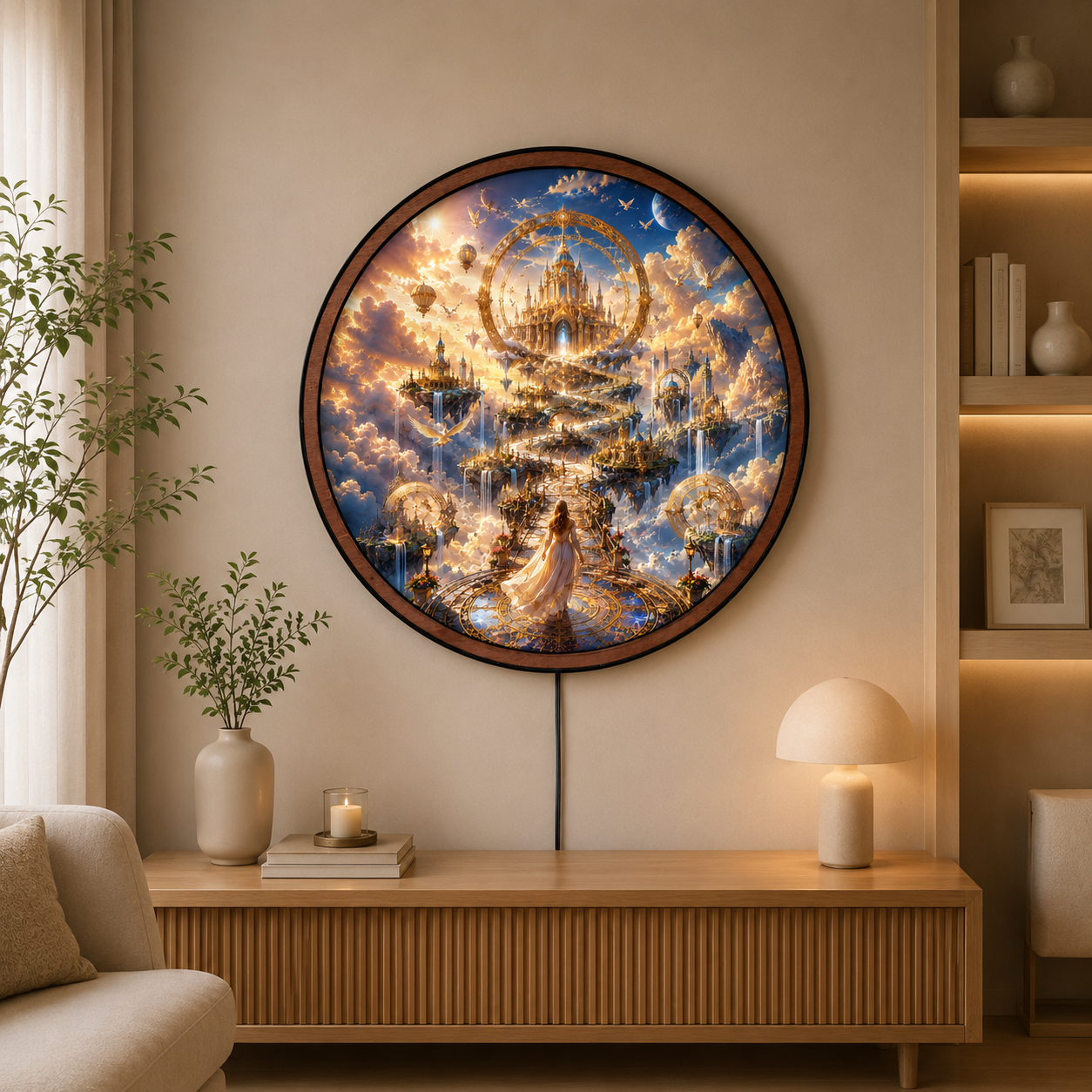 Handmade LED Fantasy Sky Kingdom Wall Art - Wooden Frame Acrylic Lamp Decor LED025